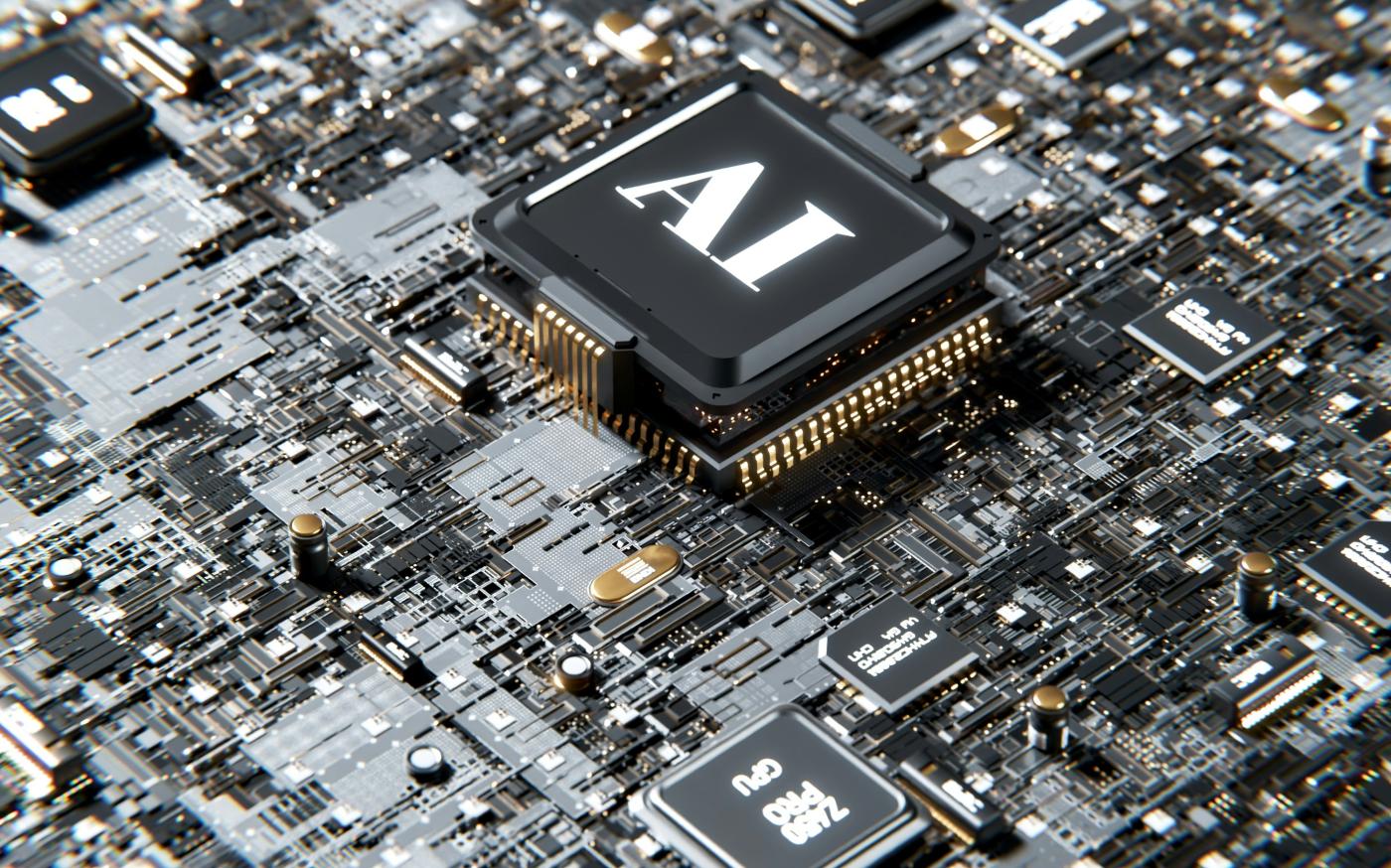 a computer chip with the letter a on top of it by Igor Omilaev courtesy of Unsplash.